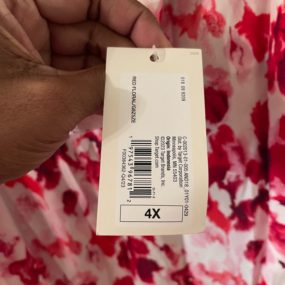 Plus Size Womens sleeveless Floral pink and White Midi Dress size 4X NEW - Picture 4 of 12